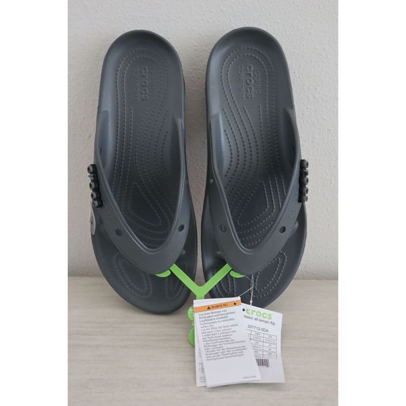 Crocs Unisex Men's Sz 10 Women's 12 Gray Classic All Terrain Flip Flop Sandals - Picture 6 of 8